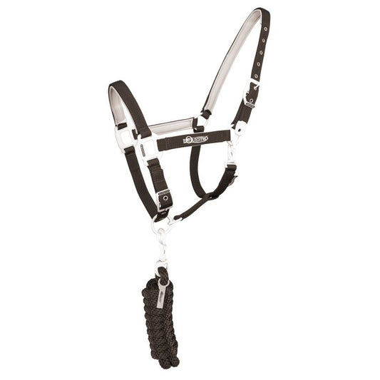 EQUESTRO - Black and White Fusion Halter with Lead Rope