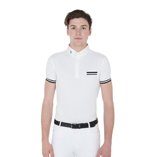 EQUESTRO - Men's slim fit competition polo shirt with black inserts