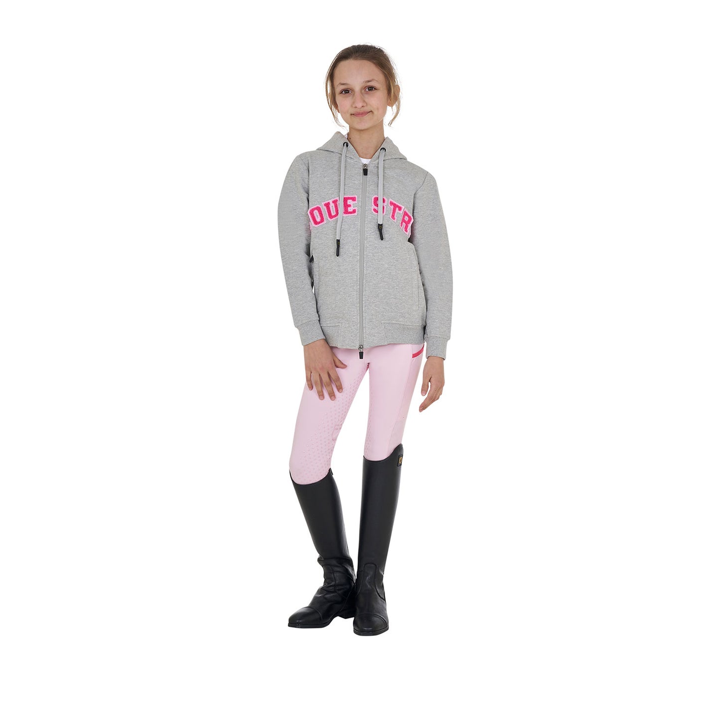 EQUESTRO - Kids' hoodie with zip and sponge lettering