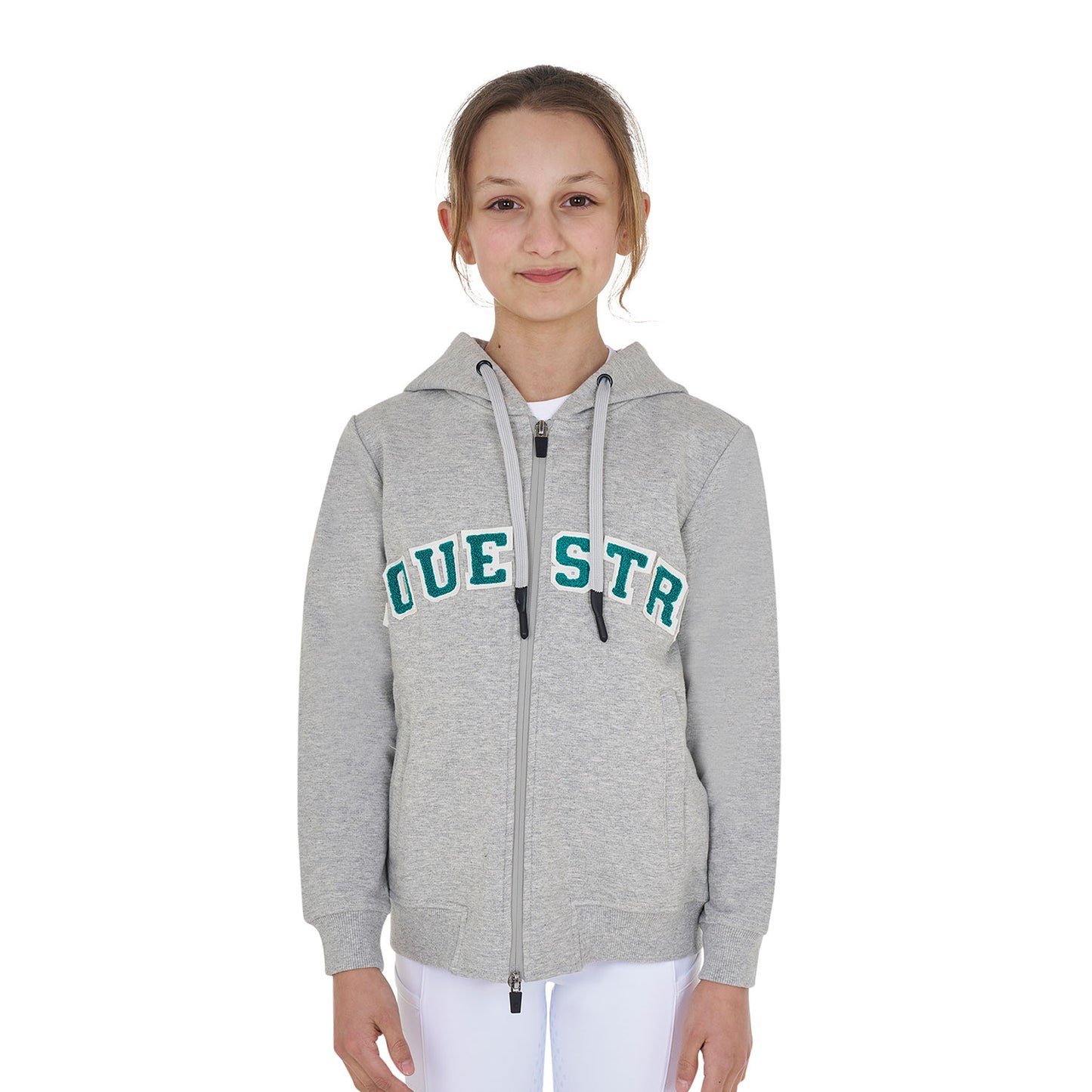 EQUESTRO - Kids' hoodie with zip and sponge lettering