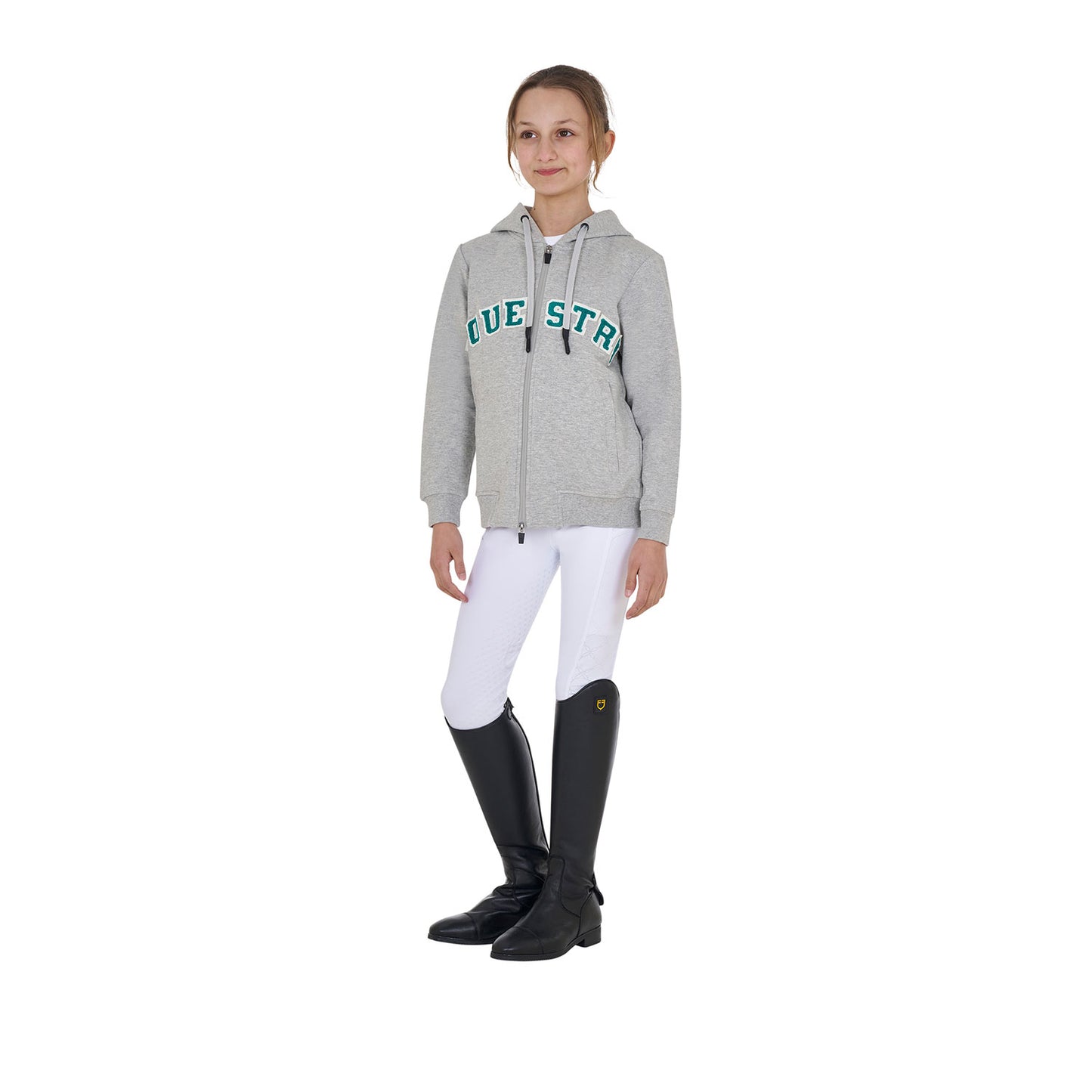 EQUESTRO - Kids' hoodie with zip and sponge lettering