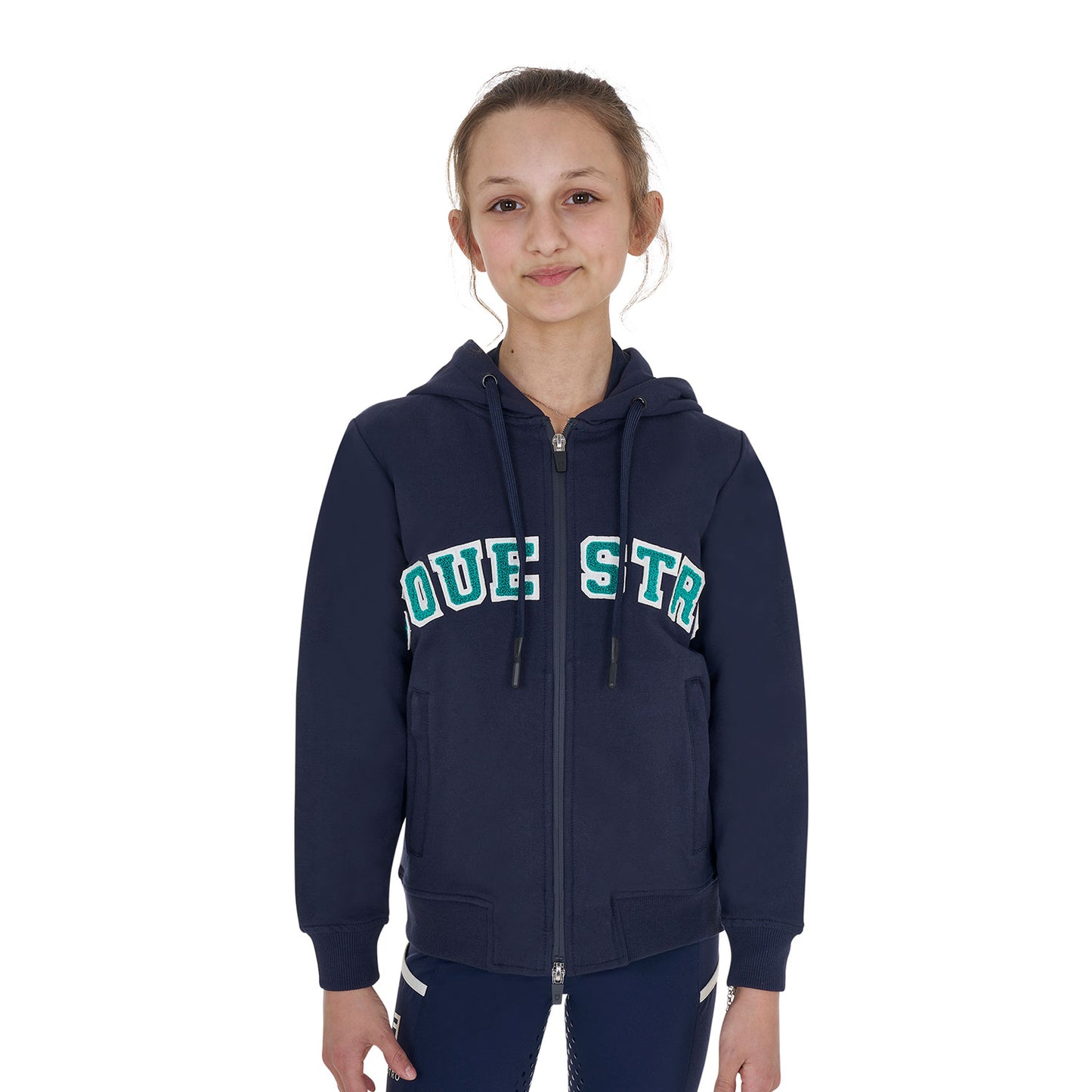 EQUESTRO - Kids' hoodie with zip and sponge lettering