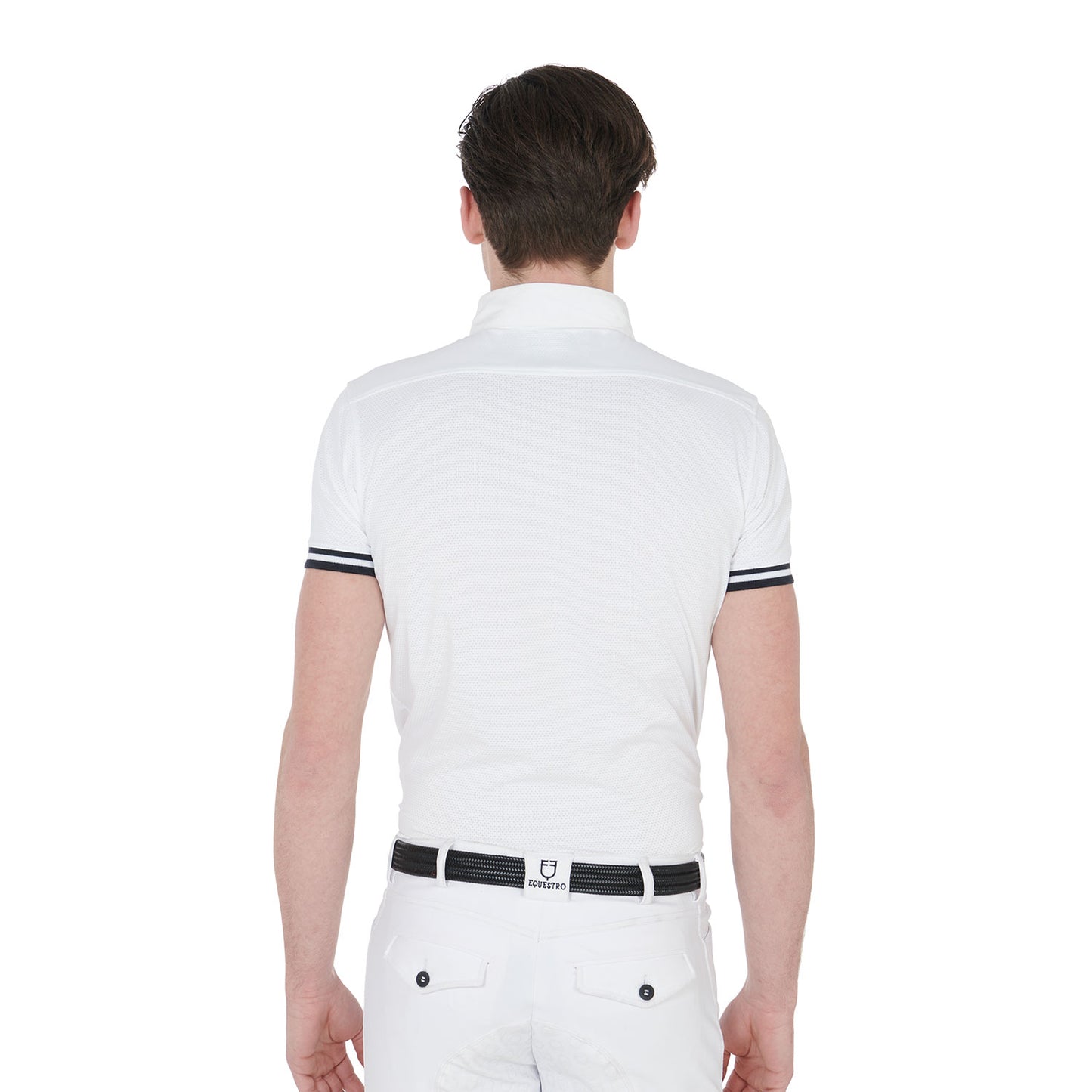 EQUESTRO - Men's slim fit competition polo shirt with black inserts