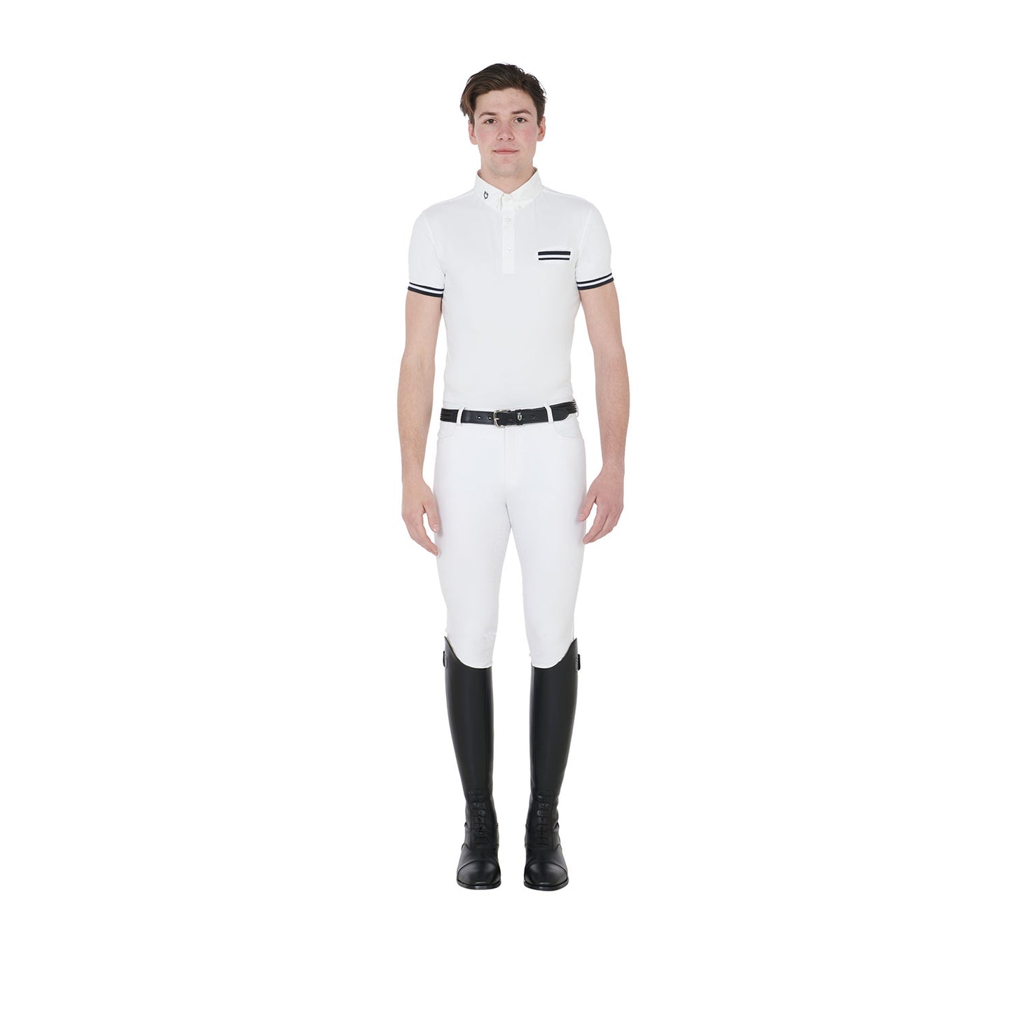 EQUESTRO - Men's slim fit competition polo shirt with black inserts