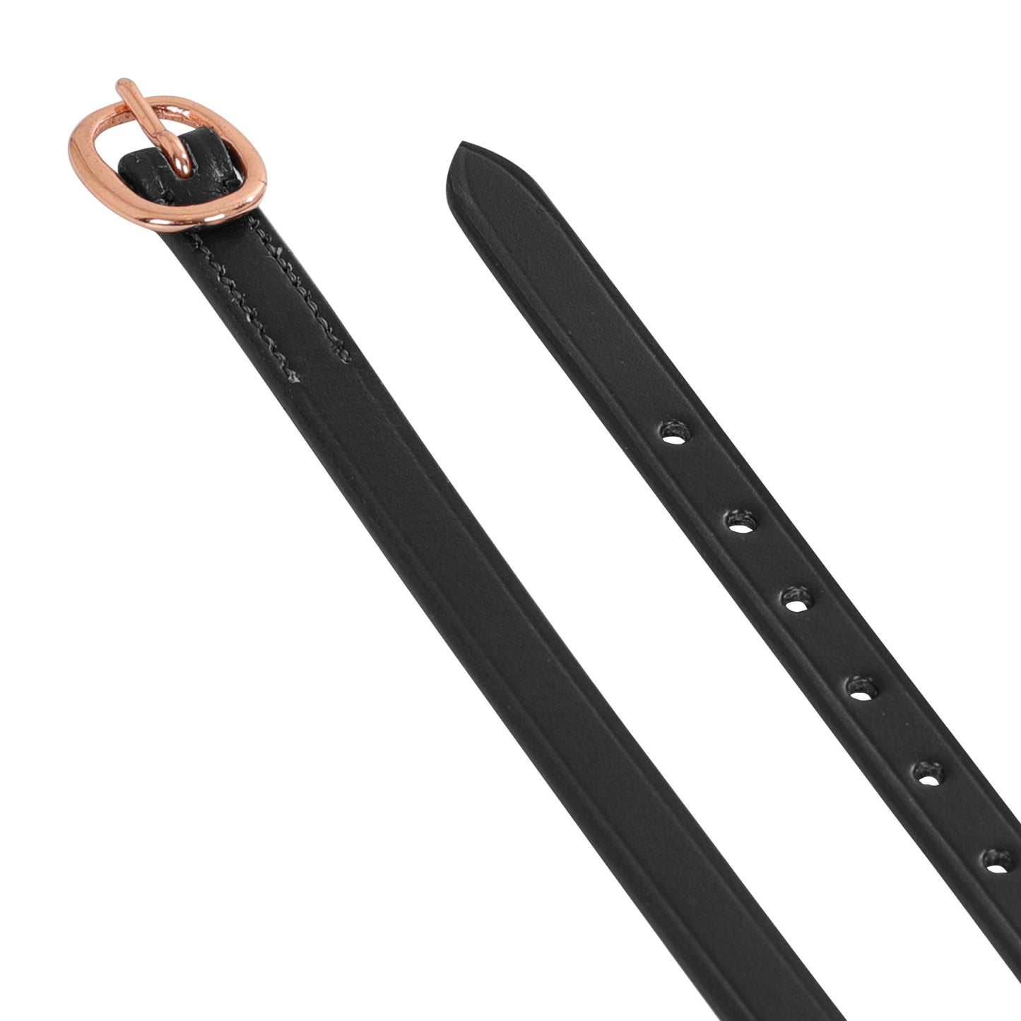 EQUESTRO - Spur straps in leather and rose gold buckle