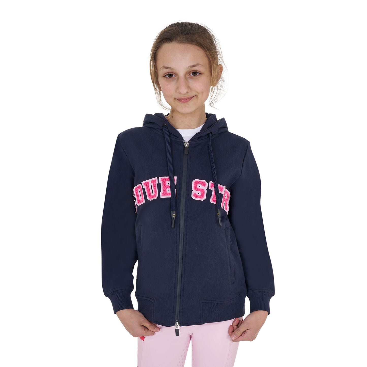 EQUESTRO - Kids' hoodie with zip and sponge lettering