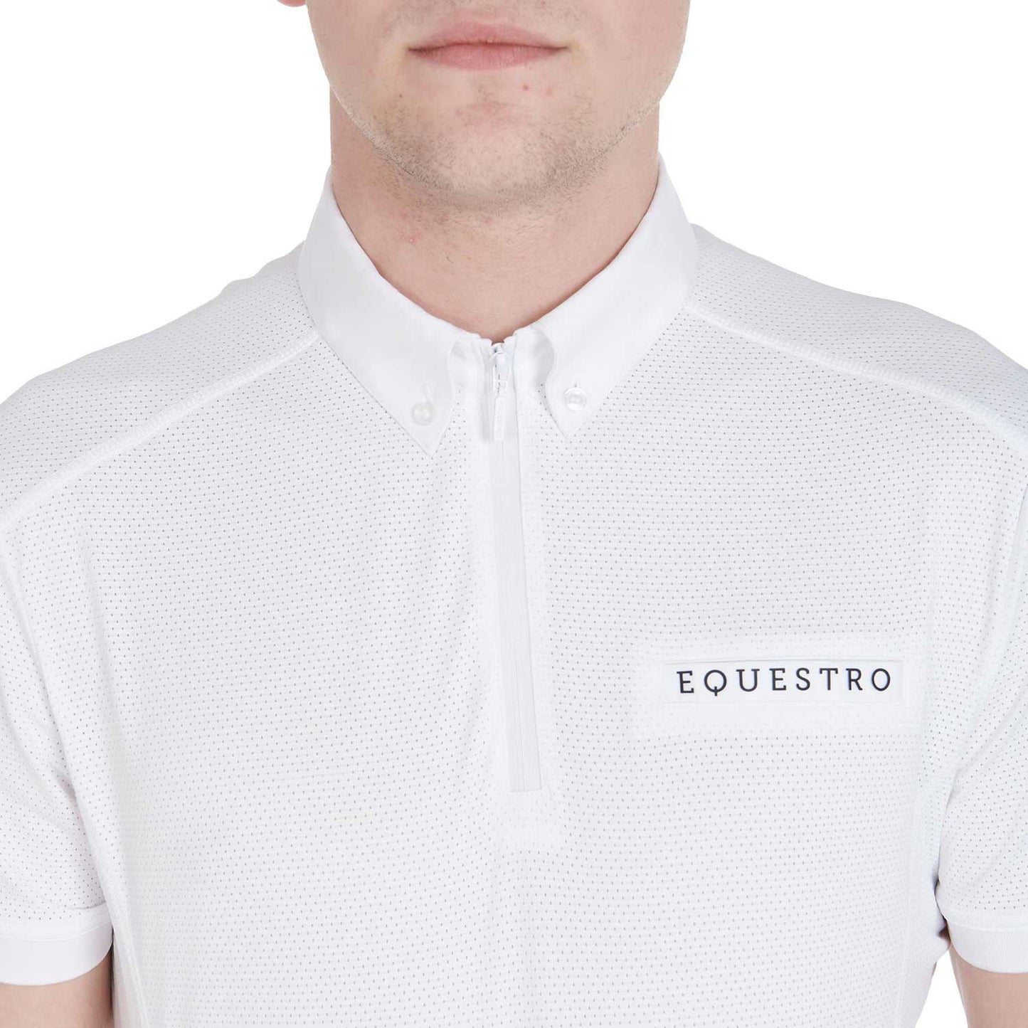 EQUESTRO - Men's slim fit competition polo shirt mesh fabric