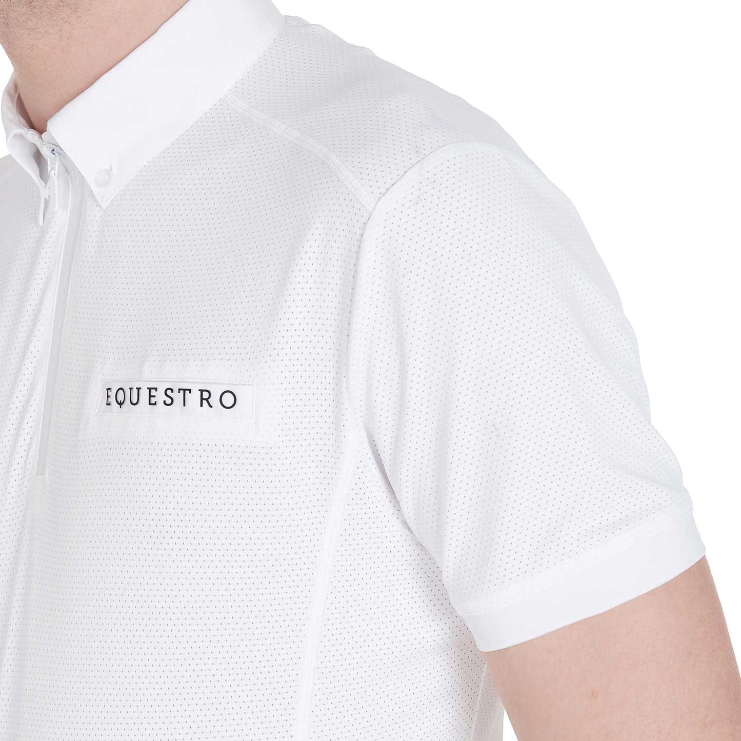 EQUESTRO - Men's slim fit competition polo shirt mesh fabric