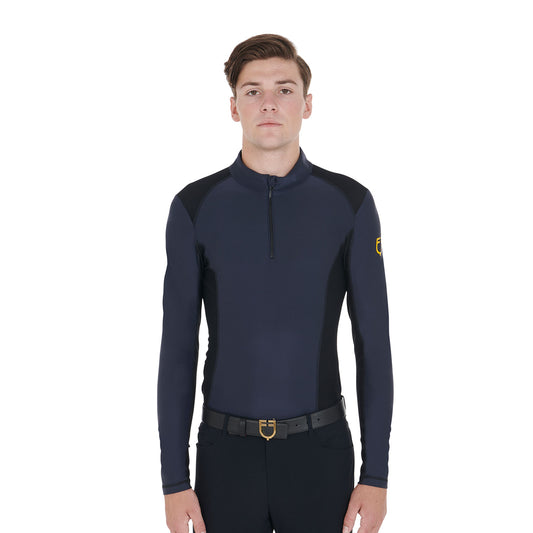 EQUESTRO - Men's slim fit long-sleeved training polo shirt