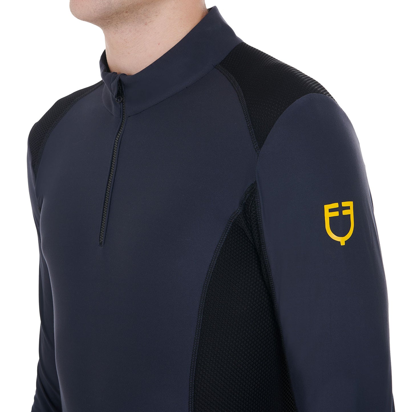 EQUESTRO - Men's slim fit long-sleeved training polo shirt