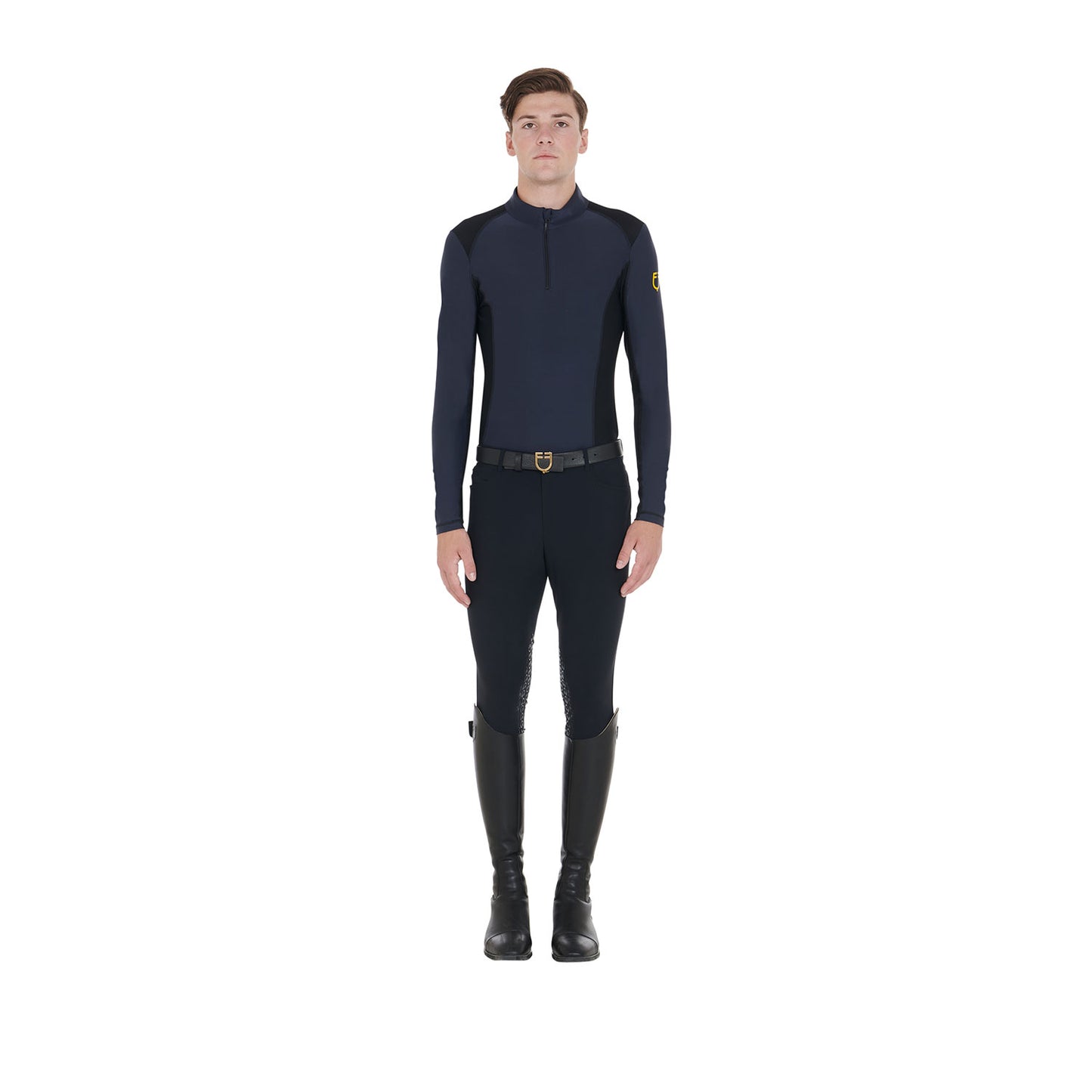 EQUESTRO - Men's slim fit long-sleeved training polo shirt